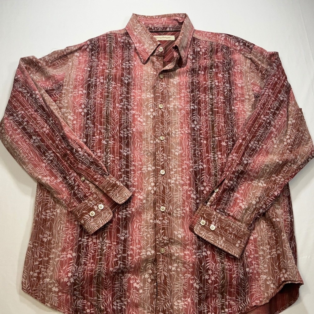 Tommy Bahama Mens XL‎ Button Down Shirt Tropical Floral Print Long Sleeve Cotton
